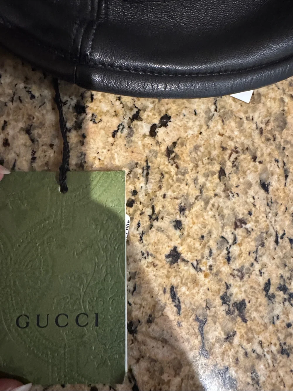 Gucci Black Leather Bucket Hat with Decorative crystal horsebit Buckle XL